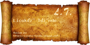Licskó Tünde névjegykártya
